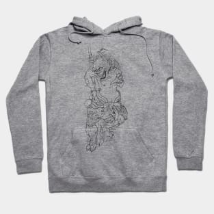 Pencil hand-drawn Oni design Hoodie